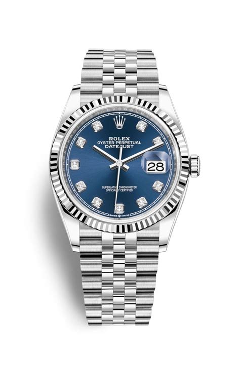 rolex datejust 36 blue dial fluted bezel 2018|Rolex Datejust diamond dial 36mm.